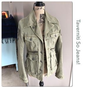 Taverniti So Jeans Olive Denim Military Jacket